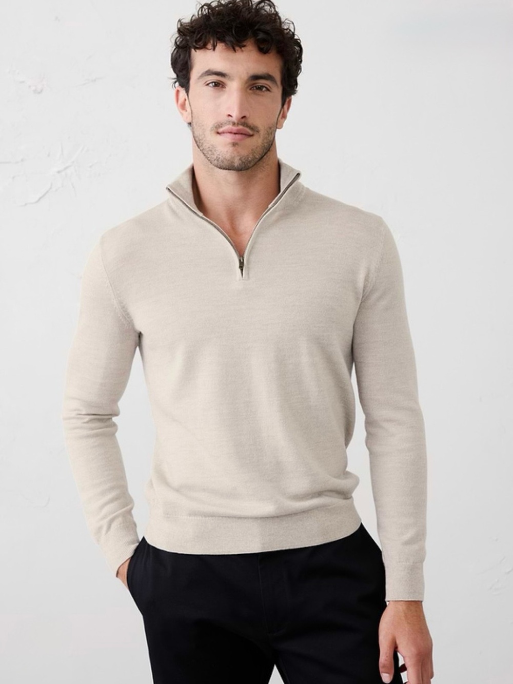 Banana Republic Men's merino quarter zip sweater